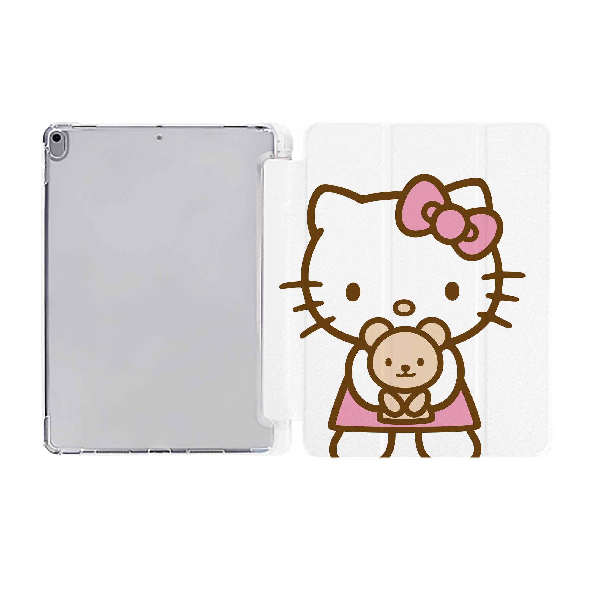 （画像用） Hello Kitty ハローキティ IPad ケース ペン収納付き 三つ折りスタンド PUレザー×シリコン 対応機種9.5/10.5/10.9インチ